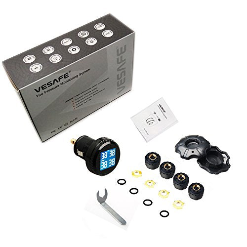 Wireless Tire Pressure Monitoring System (TPMS) for Small Size 4-tire Vehicles, Including 4 External Cap sensors (0-87PSI) - size: round display