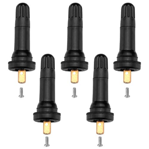 5 PCS TPMS 20008 Tire Valve Stem Set, Rubber Snap-in Tubeless Tire Valve Stems Fit for 0.453 inch Rim Holes on Vehicle Tires