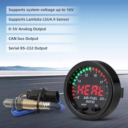 ARTILAURA 30-0300 Wideband AFR Gauge Digital Air Fuel Ratio Gauge Kit