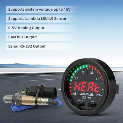 ARTILAURA 30-0300 Wideband AFR Gauge Digital Air Fuel Ratio Gauge Kit