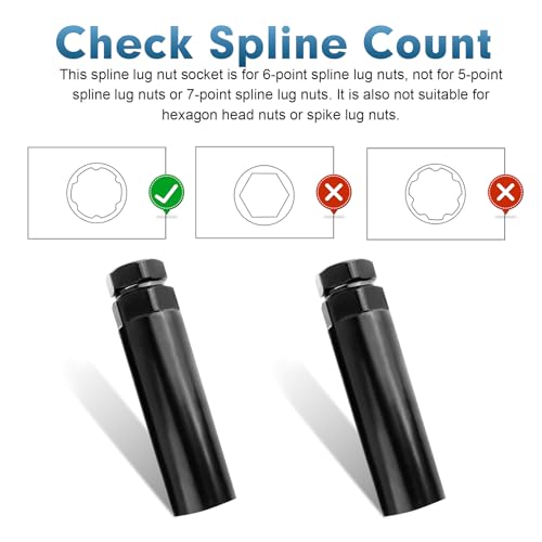 Wheel Lug Nut Socket Adapter, Small 6 Spline Lug Nut Socket, Fuel Rim Lug Nut Lock Removal for 19 mm (3/4 Inch) & 21 mm (13/16 Inch) Hex Socket Wrench, Universal for Most Cars - size: Small 6 Spline