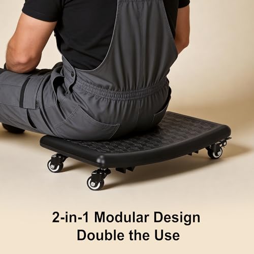 Frassie 2-in-1 Rolling Mechanic Stool Garage Creeper Seat with Modular Removable Cushion Tool Tray Heavy Duty 300 LBS Capacity for Auto Repair