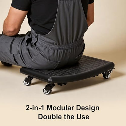 Frassie 2-in-1 Rolling Mechanic Stool Garage Creeper Seat with Modular Removable Cushion Tool Tray Heavy Duty 300 LBS Capacity for Auto Repair