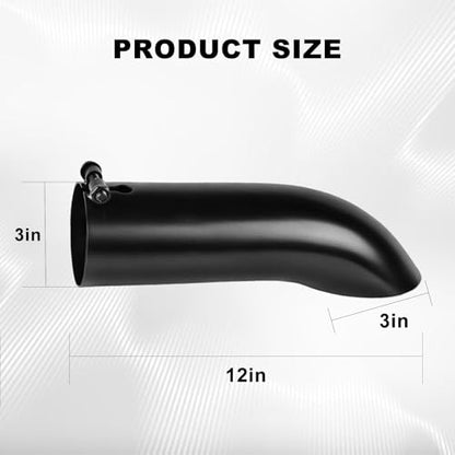 Mupera Universal 3" Turn Down Exhaust Tip, 3" Outlet, 12" Long - size: 3" Inlet 3" Outlet 12" Length Black