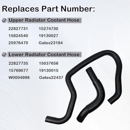 Engine Upper and Lower Radiator Coolant Hose Compatible with Cadillac Escalade Chevy Avalanche Silverado Suburban Tahoe GMC Sierra Yukon Replace 22827731 22827735
