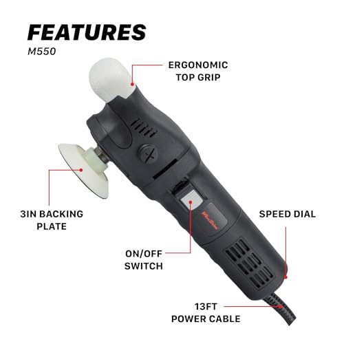 Maxshine M550 Rotary Polisher – 550W Compact Car Buffer with 3” Backing Plate, 5/8” Thread & 6-Speed Control – Auto Detailing Tool for Cars, Trucks, SUVs & Boats, Paint Correction & Swirl Removal - color: 3" Rotary