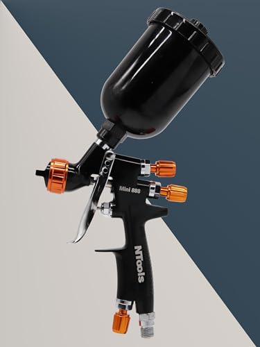 Touch-Up Mini Air Spray Gun, 1.0mm Stainless Steel Nozzle, 250ml Capacity, HVLP Auto Paint Sprayer for Cars and Furniture (Black, 1.0mm Nozzle) - color: BLACK, size: 1.0mm Nozzle