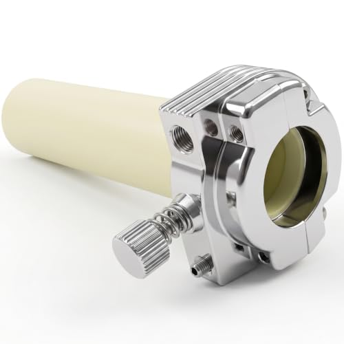 Chrome 1" SINGLE CABLE Throttle Assembly: Clamp & Sleeve for SINGLE Throttle Cable Harley Models: 1974-1980 Wide Glide, Super Glide, Fat Bob, Low Rider, Sportster & 1975-1980 Electra Glide, Tour Glide