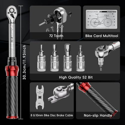 15pcs 1/4" Bike Click Torque Wrench Set, 3-25 N.m/2.21-18.43 Ft.lb - size: 15pcs Bike Torque Wrench Set