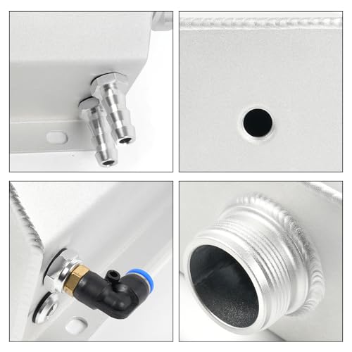Universal 2L Coolant Overflow Tank,Aluminum Coolant Reservoir Tank, Sliver - size: 2L-Sliver