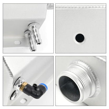 Universal 2L Coolant Overflow Tank,Aluminum Coolant Reservoir Tank, Sliver - size: 2L-Sliver