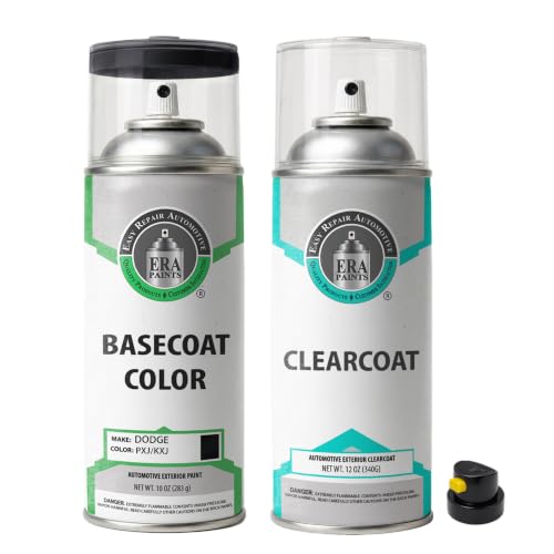 ERA Paints - PXJ/KXJ - Diamond Black Crystal Pearl for DODGE Exact OEM Color Match Automotive Touch Up Paint for Cars - Spray Paint with Premium Spray Nozzle - Essential Kit - Made in USA - style: Spray - Essential Kit