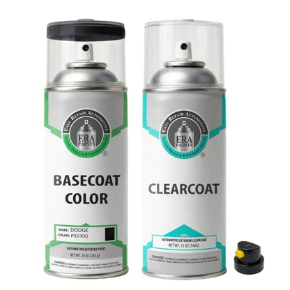 ERA Paints - PXJ/KXJ - Diamond Black Crystal Pearl for DODGE Exact OEM Color Match Automotive Touch Up Paint for Cars - Spray Paint with Premium Spray Nozzle - Essential Kit - Made in USA - style: Spray - Essential Kit