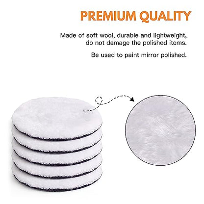 Wool Polishing Buffing Pad 7 Pcs 3 Inch Drill Buffer Wheel Attachment - size: 3Inch-7Pcs