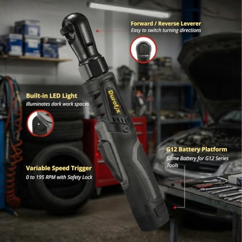 Durofix RW1210-32 G12 Series 12V Cordless Li-ion 3/8” 65 ft-lbs. Brushless Ratchet Wrench Tool Kit - style: 2 Battery Kit with Charger