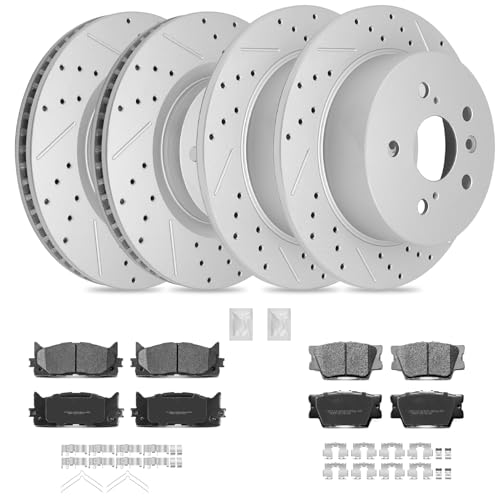 Disc Brake Kits with Pads and Rotors Front & Rear Drilled Slotted Vented Rotor for