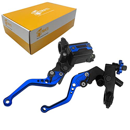 M MATI Upgrade Universal 7/8" 22mm Handlebar Brake Master Cylinder Clutch Lever Set Left & Right Motorcycle Levers Compatible with Yamaha Honda Kawasaki Suzuki Harley(Blue) - color: Blue
