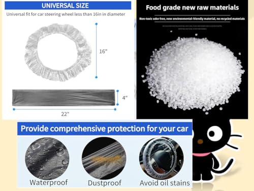 Universal Clear Plastic Steering Wheel Covers, 100 PCS, Disposable