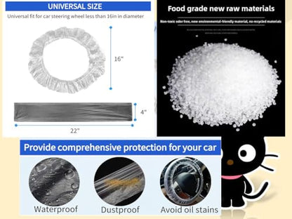 Universal Clear Plastic Steering Wheel Covers, 100 PCS, Disposable