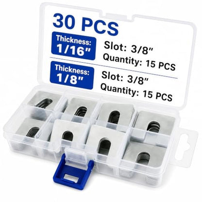 30Pcs Auto Body Alignment Shims Kit – 1/16 Inch and 1/8 Inch Thick Fender Shims with 3/8 Inch Slot – Universal Automotive Alignment Spacers for Car Truck SUV Body Panel Door Hood Gap Adjustment