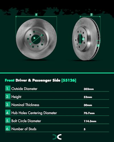 SCITOO Front 11.93" Rear 10.94" Brake Pads and Rotors Kits Fit - size: 55126+D1159 & 55125+D698 [4+8PCS]