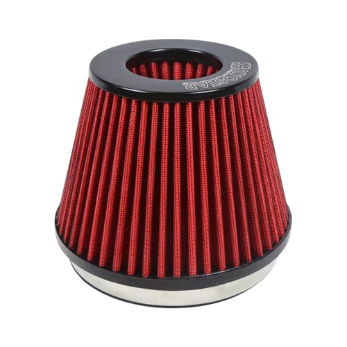 KYOSTAR Universal 6" (152mm) High-Flow Air Filter, Reusable Cone Cold Air Intake, High Performance, Washable, Clamp-On Car High Flow Air Kit, Flange Diameter: 6 Inch, Filter Height: 6.2 Inch, Red - color: 6" (152mm), Red