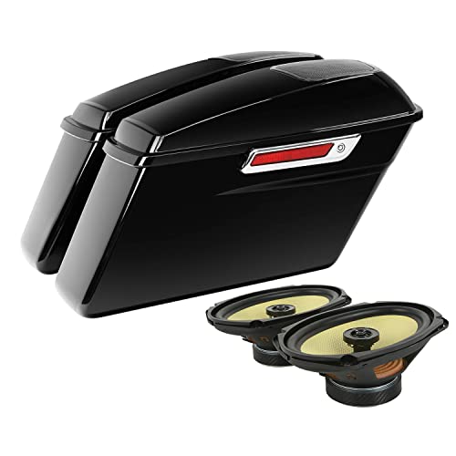 TCT-MOTORPARTS Hard Saddlebag Saddle Bag w/ 6 x 9 Speakers Fit for Harley Touring 2014-2024 Models Electra Road Glide Street Road Glide King - color: Standard Saddlebags+/6x9" Speakers
