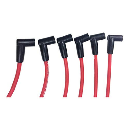 A-Team Performance 8.0 mm Red Silicone Spark Plug Wire Set - Straight & 90° Silicone Boots & Coil Wire - 6 Leads, Compatible with AMC/Jeep 199-282 Straight-6 Engines