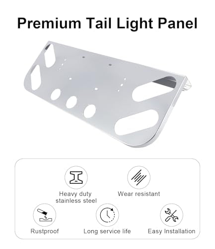 Tail Light Panel Stainless Steel Chrome Finish with Four 4.2"x2.54" Ovals and Three 2.31" Round Light Cutouts(7 Holes), Rear Center Light Panel for Semi Truck Trailers - style: 4x4.2"Ovals & 3x2.31" Round Holes