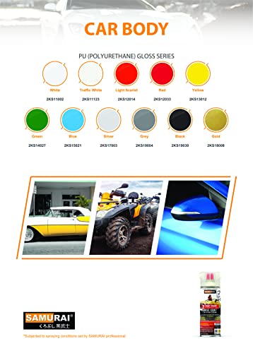 SAMURAI 2-Part Polyurethane Base Coat Spray Paint for Car - 11.3 Ounce UV Resistant and Rust Resistant Polyurethane Spray (BLACK, Pack of 3 Cans)