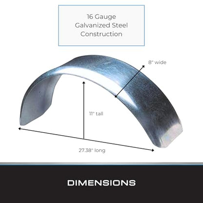 Tie Down - Trailer Fenders Single Axle - 16 Gauge Galvanized Steel Trailer Fender - 13" Wheel Size - 27.5" long 8" wide 11" tall For Boat or Utility Trailers (1 Replacement Fender) - size: 27.5" x 8" x 11", style: 1 Fender