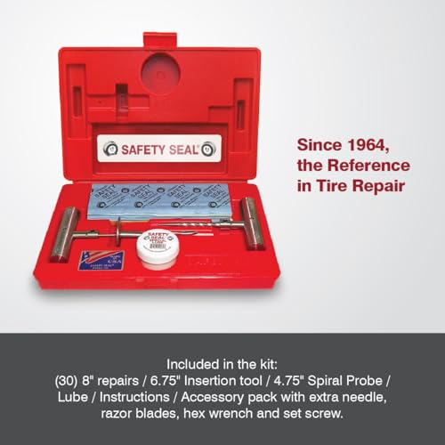 Safety Seal Tire Repair Kit – Truck Deluxe Kit, 30 Repairs (8"), 4.75" Probe, Case Kit, Tubeless Tire Repair for Trucks & Commercial Vehicles