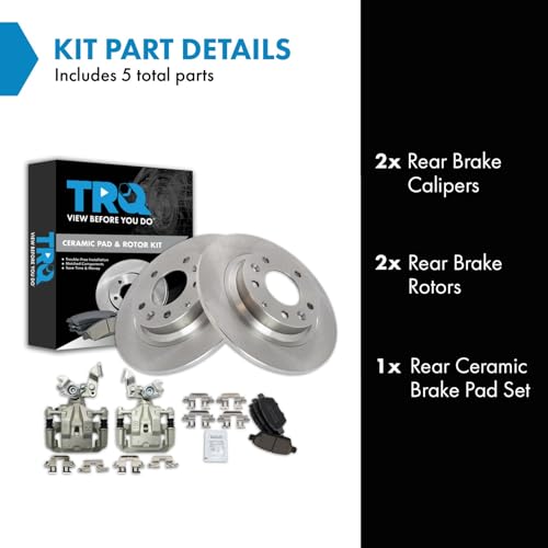 TRQ Rear Brake Pad and Rotor Set Ceramic Solid Rotors Calipers - style: BKA14400
