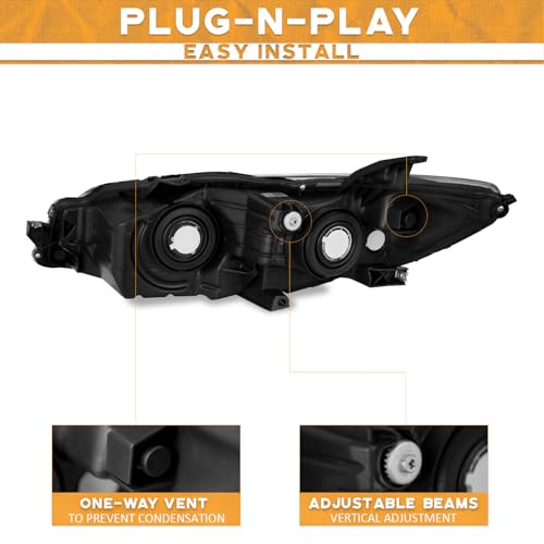 WEELMOTO Headlights for 2015 2016 2017 Toyota Camry XLE LE SE Factory - color: Clear Lens I Black Housing I Amber Reflector