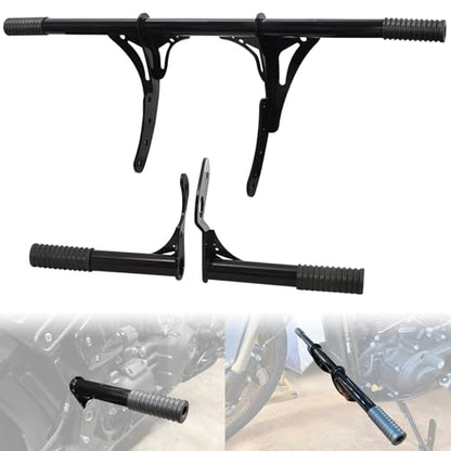 Engine Guard Crash Bar+ Peg Crash Bar Frame Slider for Harley Softail - color: Black for Front+Rear Crash Bar