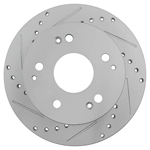 TRQ Performance Front and Rear Brake Rotor Set G Coated Drilled and Slotted - style: BRA15044