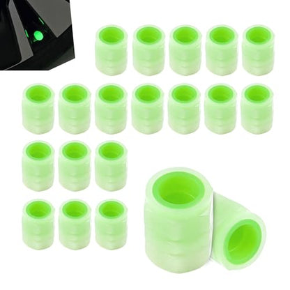 20 PCS Fluorescent Tire Valve Stem Caps, Glow in The Dark Tire Valve Caps, Cool Luminous Tire Air Cap, Universal Wheel Air Covers for Cars Motorcycles SUV Trucks Bikes (Green) - color: Green
