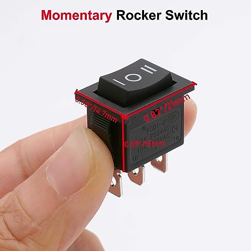 TWTADE / 4Pcs Square Momentary Rocker Switch (ON)-Off-(ON) SPDT 3 Pin 3 Position 6A 250VAC/10A 125VAC Mini Car Auto Boat Rocker Toggle Switch KCD1-2-123 - size: (ON)/Off/(ON) - KCD1, style: Square
