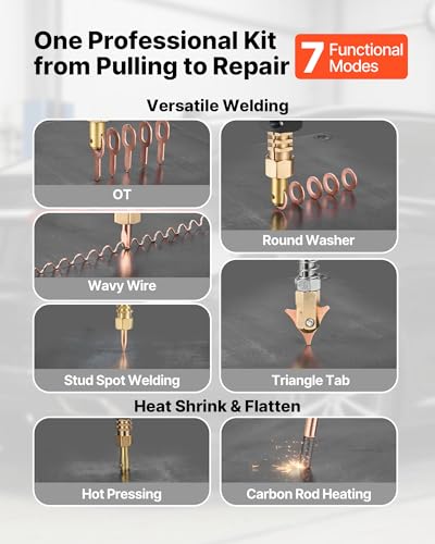 VEVOR Stud Welder Dent Repair Kit & Welding Cart, 3KW Spot Welder with 2 Welding Guns and 7 Modes, 110V Auto Body Spot Welding Dent Repair Machine for Steel Panel Repair