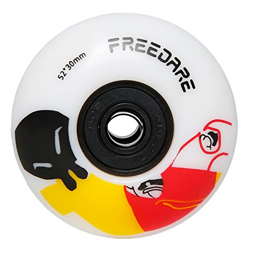 FREEDARE Skateboard Wheels 52mm and Bearings, Spacers Installed 92A for Street Tricks(Pack of 4) - color: yellow/white
