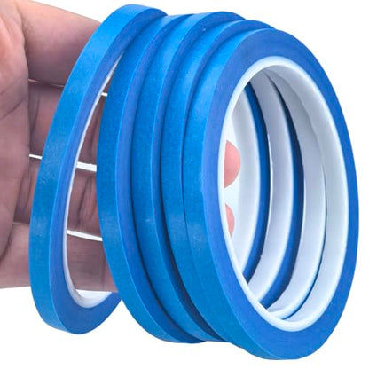 JINBING Washi Paper Masking Tape Art Tape for DIY Nail Arts Drawing Pattern Making Painters Tape 1/4 Inch x 27 Yard 5Rolls (Blue) - color: Blue