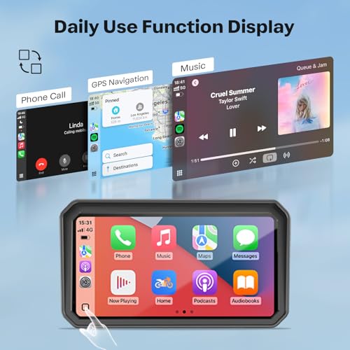 WonVon 6.25 Inch Wireless Motorcycle Carplay GPS Navigation System with Apple Carplay and Android Auto Portable Screen with Dual Bluetooth, Navigation, Siri, Google Assistant with Magnetic Mount - size: 6.25 Inch+Magnetic Mount