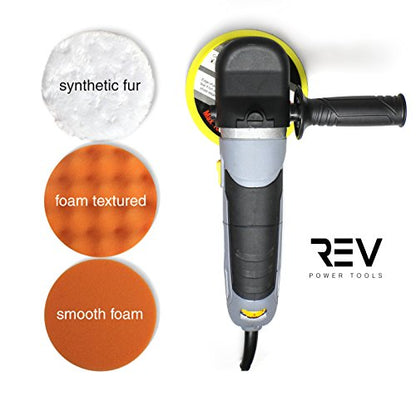 VViViD REV Random Orbit Buffer & Polisher, Paint-Safe, 2000-6400rpm, with 3 buffing cutting pads - size: 6 Inch - 6400 RPM