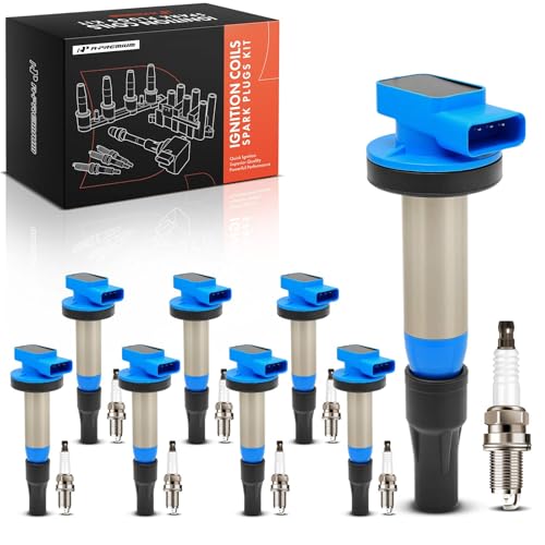 A-Premium Blue Set of 8 Ignition Coil Pack and Iridium Spark Plugs - color: Blue