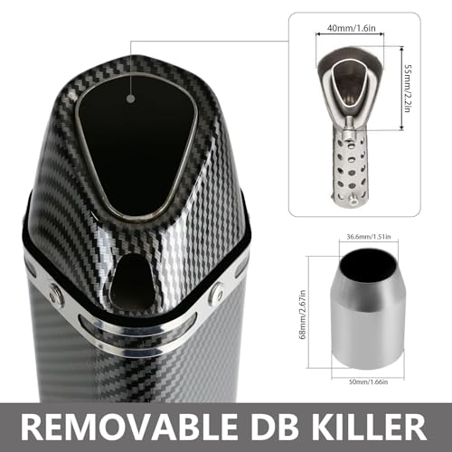 PACEWALKER Motorcycle Exhaust Muffler Carbon Fiber 1.5-2" Inlet - size: Carbon Fiber
