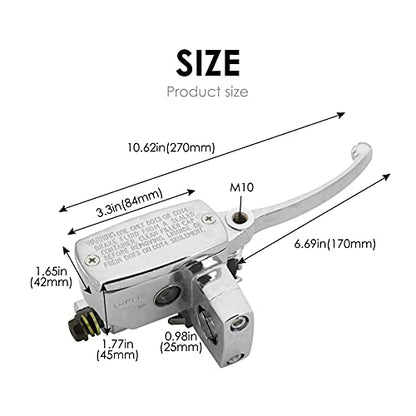 Feiteplus 1" Chrome Right Motorcycle ATV Handlebar Brake Master Cylinder Clutch Lever