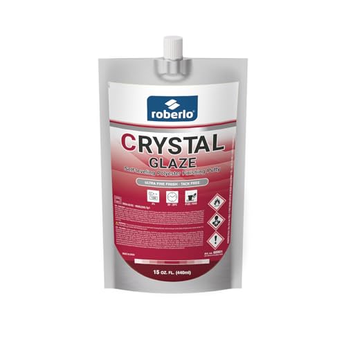 Roberlo Crystal Glaze Finishing Putty with Hardener - Self-Leveling Auto Body Finishing Putty, Easy Sanding, Pinhole-Free Glaze for Steel, Aluminum, Galvanized Steel & Fiberglass - 440ml
