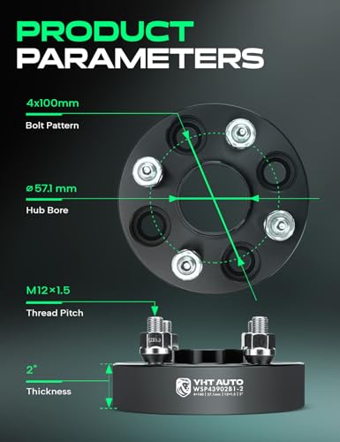 YHTAUTO 4x100 Hub Centric Wheel Spacers 2 Inch for Chevy, Dodge, Geo - size: 2 Inch Thickness, style: 2 PCS