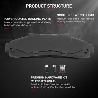 cciyu D652 Front Ceramic Brake Pads Kit - 4pcs - size: Front[D652]