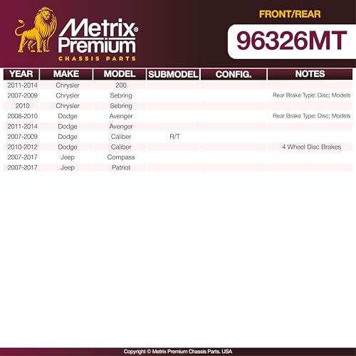 Metrix Premium Chassis Parts 294 & 262mm F/R Brake Rotor Kit Fits Caliber - size: 96326MT